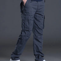 2025 Cotton Multi Flap Pockets Men's Straight Leg Cargo Pants Loose Casual Outdoor Pants Men's Work Pants For Hiking Tactical