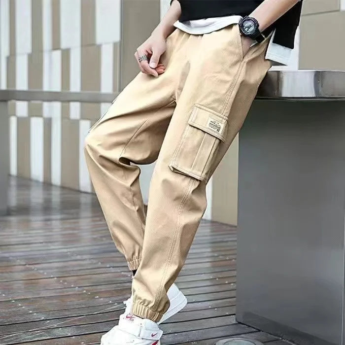 Classic Design Multi Pocket Cargo Pants, Men's Casual Loose Fit Drawstring Cargo Pants/Joggers For Spring Summer Outdoor