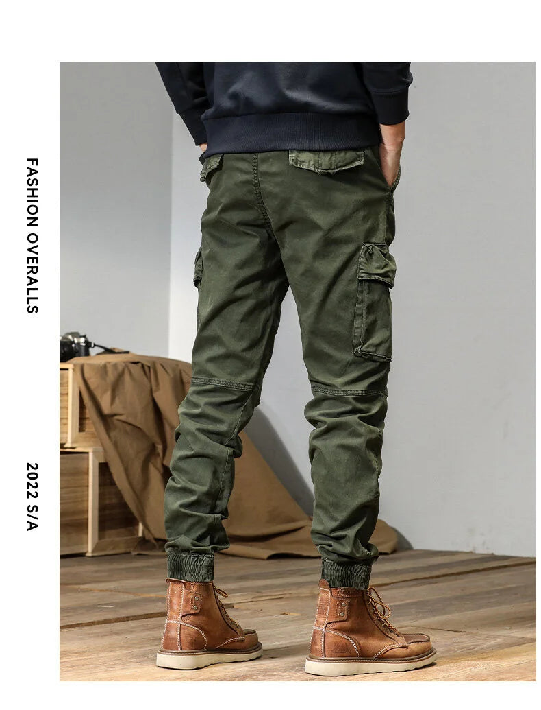 CAAYU Joggers Cargo Pants Mens Casual Y2k Multi-Pocket Male Trousers Sweatpants Streetwear Techwear Military Green Track Pants