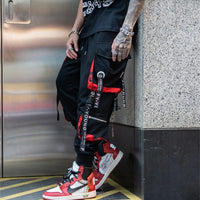 Cool Black Hip Hop Cargo Pants Gothic High Srteet Sweatpants With Pockets Korean High Wast Casual Outwear Pants Men Streetwear