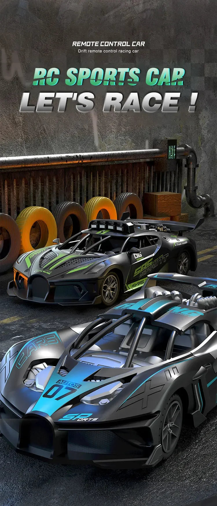 Rc Car 4Ch High-Speed Remote Control Drift Racing Car Electric Sportscar Toy Vehicle Model Toys for Boys Kids Birthday Gift