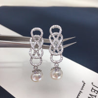 Freshwater Pearl Earring Celebrity Style Premium Jewelry Inlaid Sparkling Zircon Entangle Banquet Elegant Wedding Gift For Woman