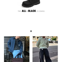 Maden Men's Versatile Black Boots Plush Lining Warmth Shoes Retro Non-Slip Thick Sole Work Boots Outdoor Casual Mid-Calf Boots