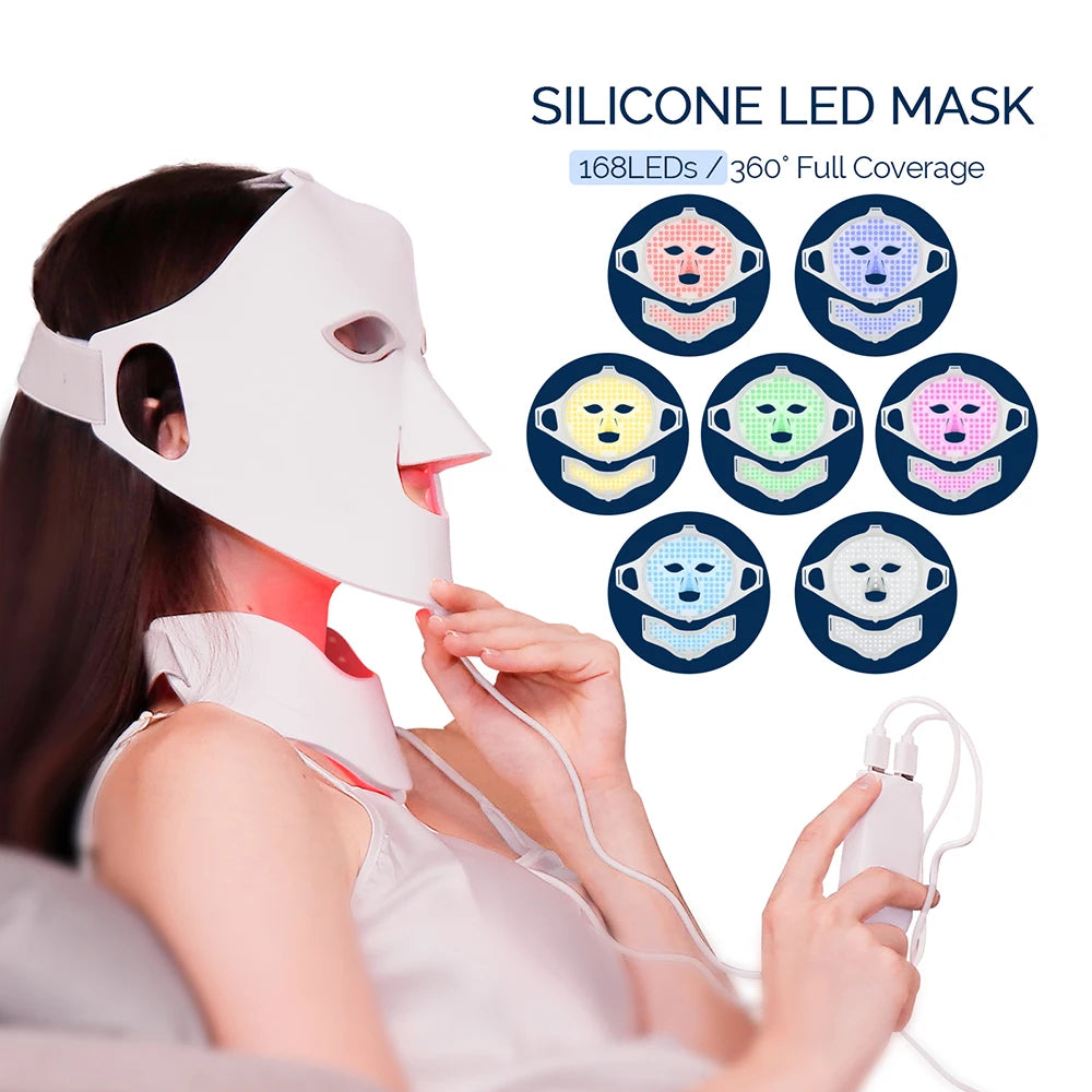 7 Colors LED Silicone Beauty Machine Skin Care Face Mask for Home Use