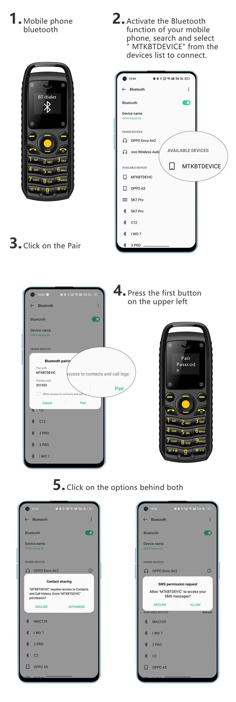 SERVO B25 Button Mini Mobile Phone 2 SIM Standby Bluetooth Dialing Surround Wear Blacklist Smallest Backup Cellphones for Sports