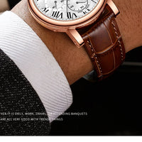 Fashion Mens Watches Top Brand Luxury Genuine Leather Strap Quartz Men's Watch Business Casual Date Chronograph Watch Men