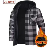 Fashion korean popular clothes winter Adding velvet and thickening long-sleeve shirts for men casual Hooded jacket plaid tops
