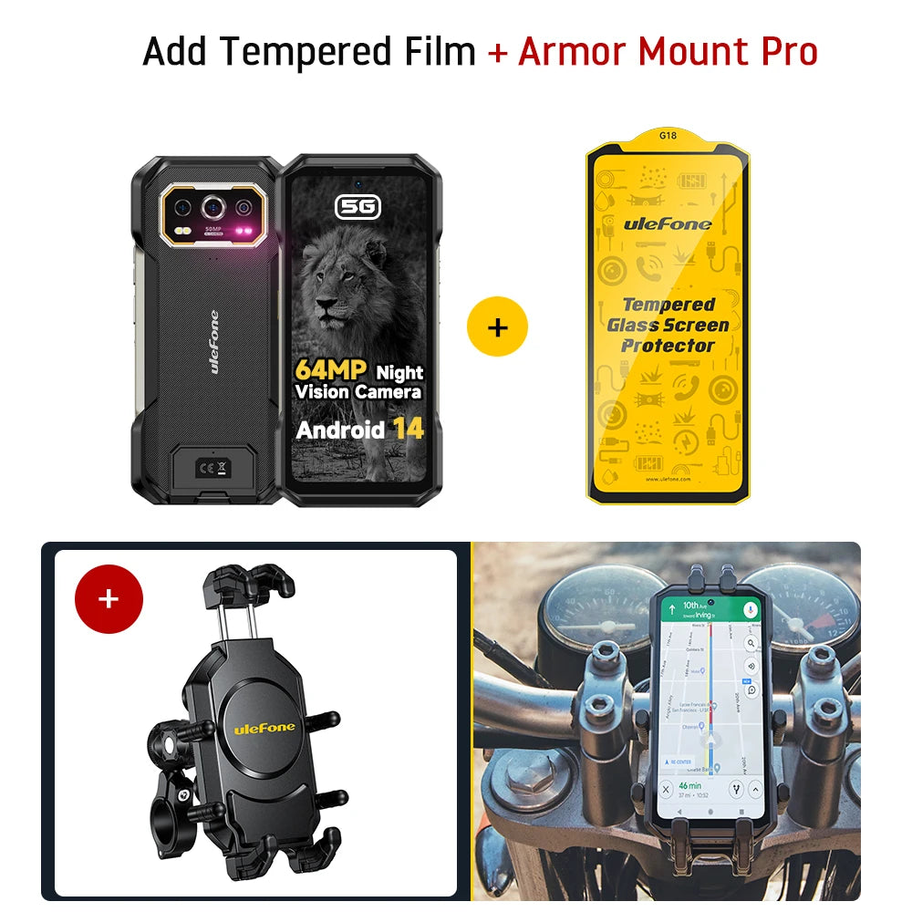 Ulefone Armor 27 Pro 5G Rugged Phone 10600mAh Smartphone 50MP Camera 64MP Night Android 14 Up to 24GB+256GB NFC Waterproof Phone
