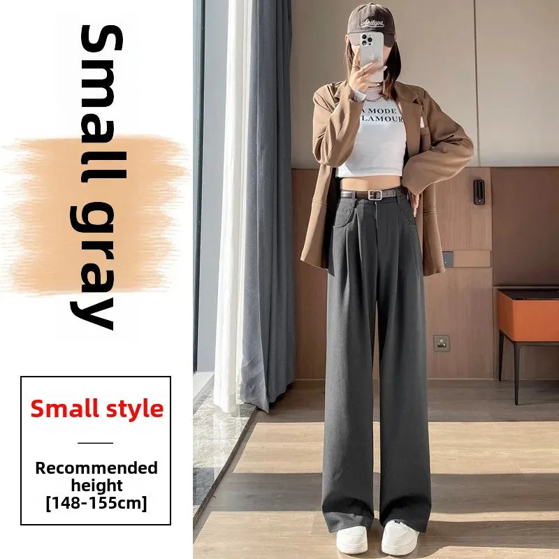 High Waist Slim Fit Straight Leg Suit Pants Wide Leg Casual Trousers Women's Autumn New Arrival Red Color Business Office Wear