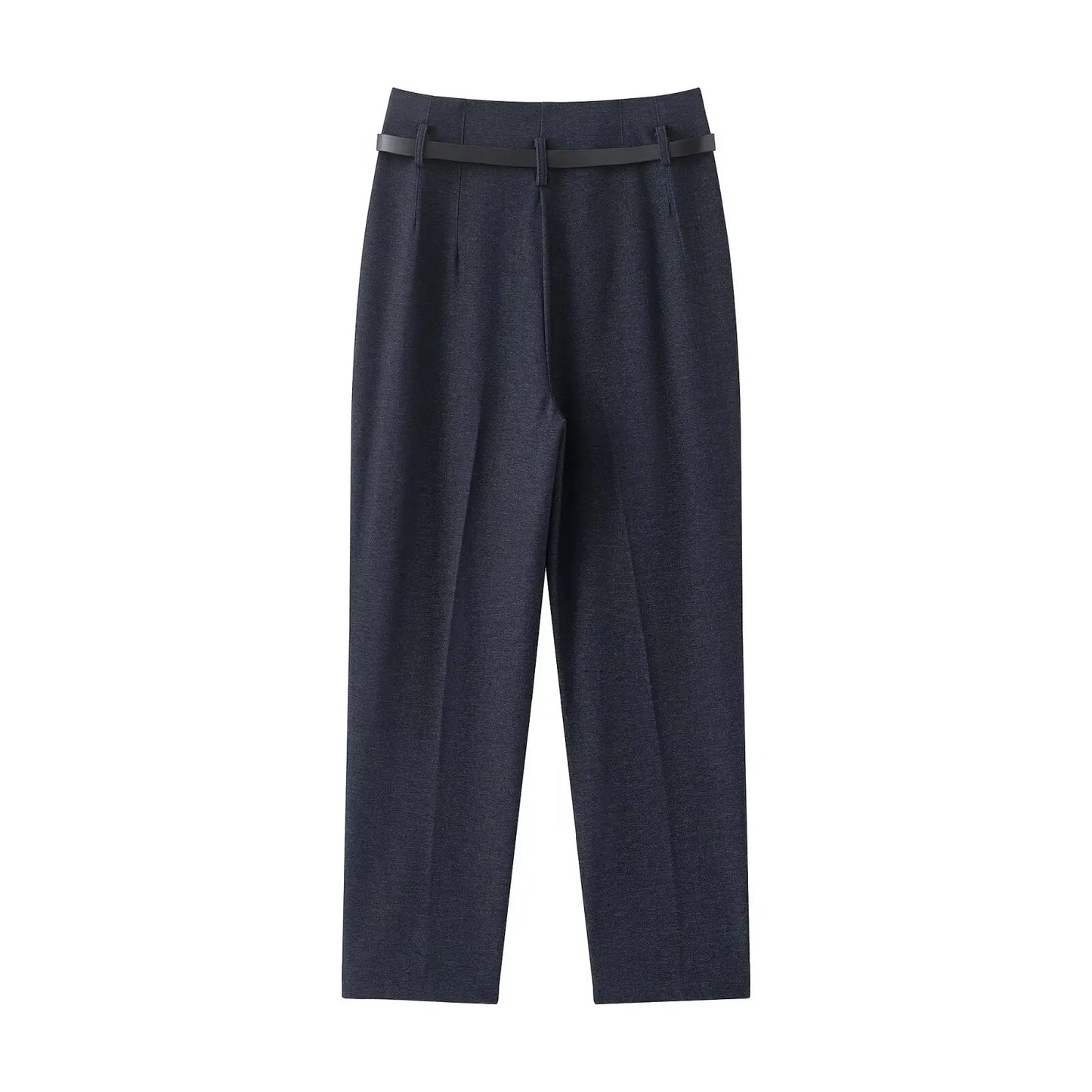 Faionable High Waist Belted Straight Leg Pants Women's Slim Fit Casual Autumn New Arrival Street Sle Polyester Fiber