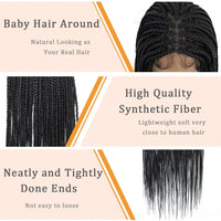 Synthetic 36 Inch Cornrow Braided Wigs for Black Women Full Lace Braids Wig Natural Black Knotless Box Wig Faux Locs Wig