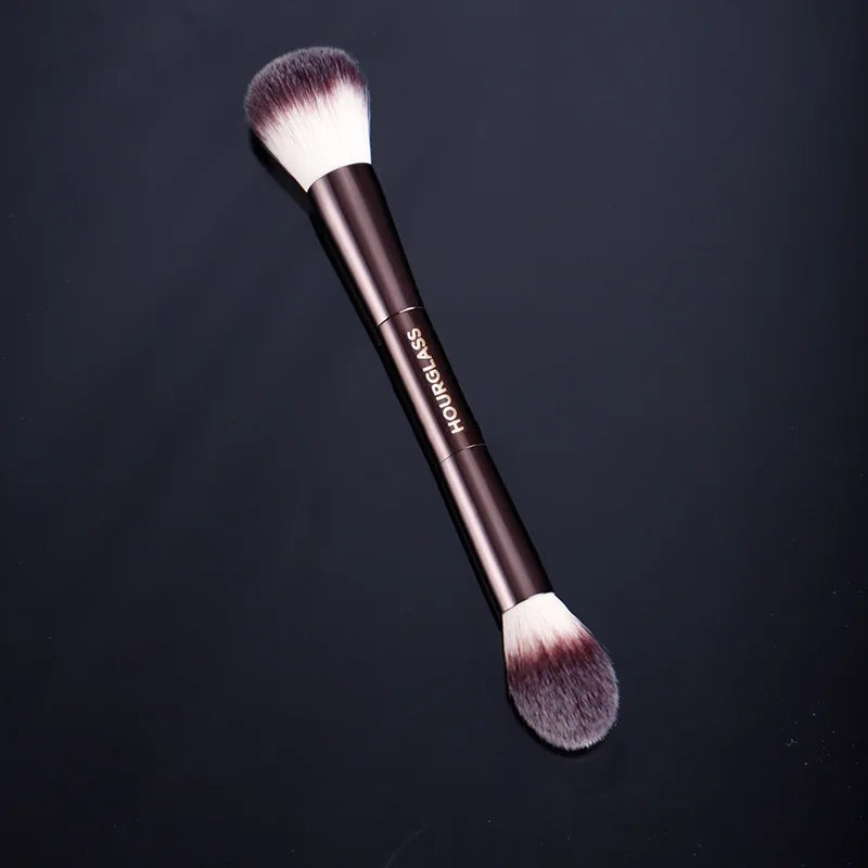 Makeup brush, powder brush, blush brush, loose powder brush, exquisite professional metal handle, double-head design, with box