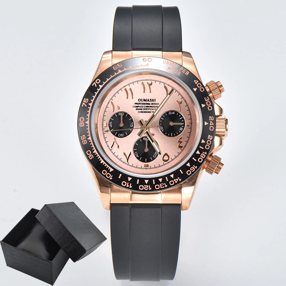 39.3mm VK63 Men's watch Arabian Dial customized Men's watch Luxury Quartz watch man VK63 Sport Chronograph Sapphire Glass watch