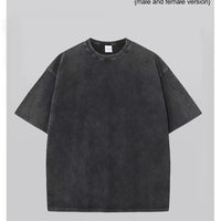 Summer men's washed T-shirt women's cotton loose round neck oversized T-shirt men's Korean Y2k top casual retro