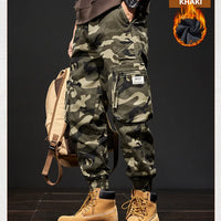 2025 NewMen's Fleece-Lined American Camouflage Casual Multi-Pocket Loose Zipper Jogger Pants Autumn Youth Trendy Workwear