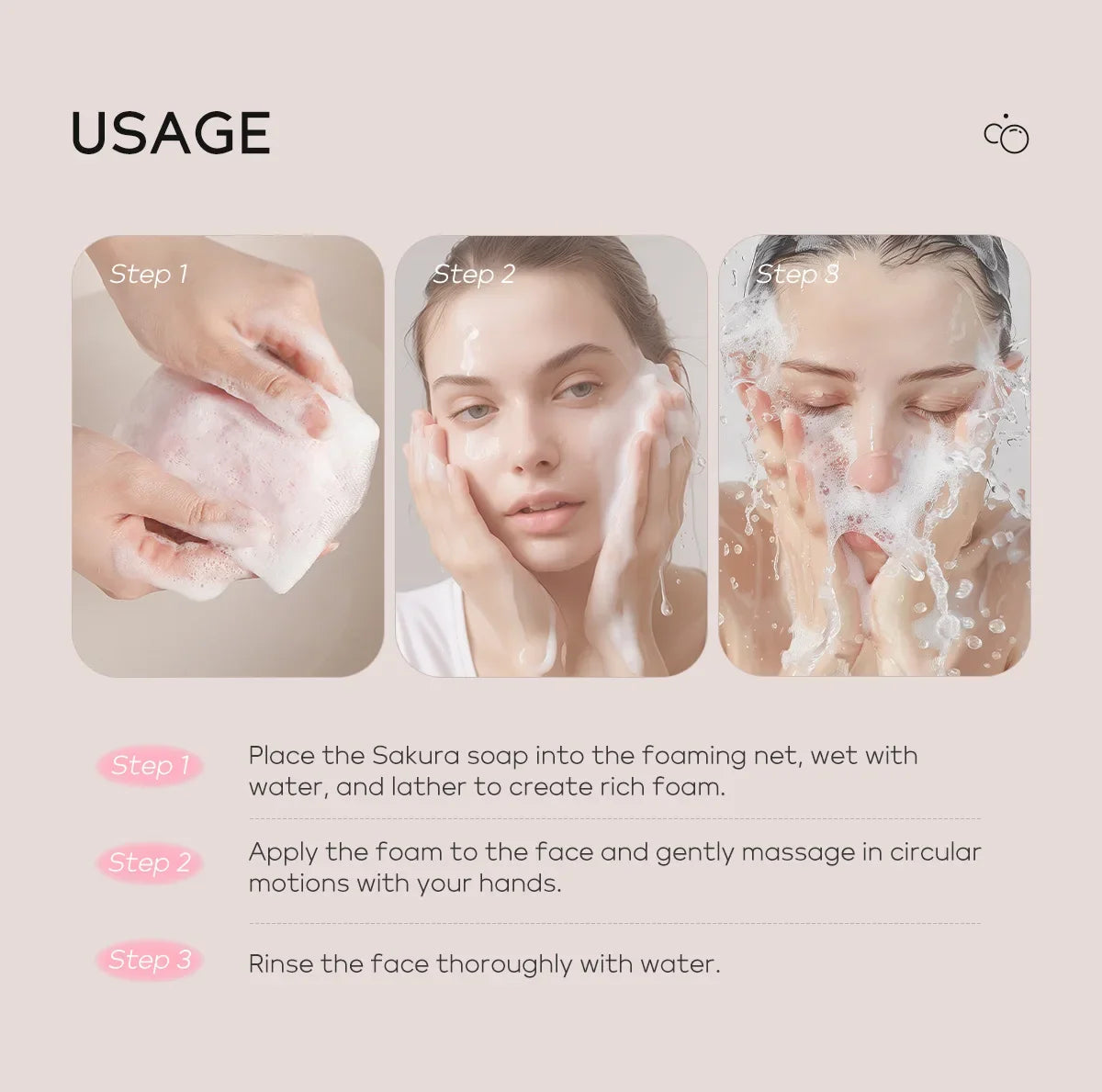 Laikou Sakura Handmade Facial Soap Cleans Skin Shower And Removes Bacteria 99.9% Travel Be Carried For Adults And Children 90g
