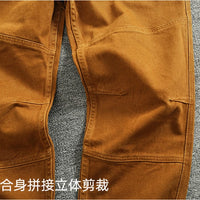 Retro Heavyweight Minimalist Workwear Pants Men's Loose Straight Leg Casual 100% Cotton Twill Woven 3D Stand Cut Tapered Pants