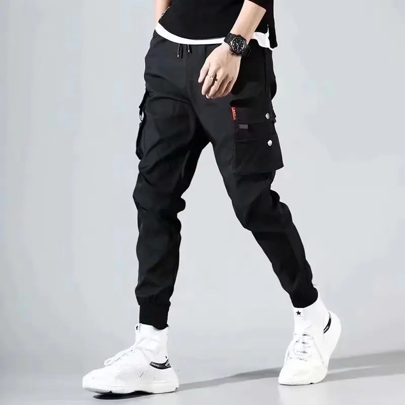 Classic Design Multi Pocket Cargo Pants, Men's Casual Loose Fit Drawstring Cargo Pants/Joggers For Spring Summer Outdoor