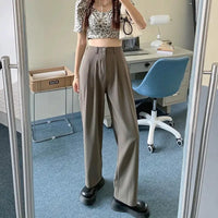 High Waist Draped Suit Pants for plus Size Women Spring Autumn Design Sensation Floor Length Casual Straight Wide Leg Long Pants