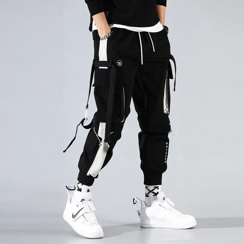 Men's Letter Flap Pocket Drawstring Cargo Pants Casual All-match Loose pantalon cargo homme Classic Fit Elastic work Trousers