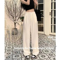 High Waist Wide Leg Thin Suit Pants Women's Loose Fitting Casual Floor Length Trousers Straight Cut Slimming Effect