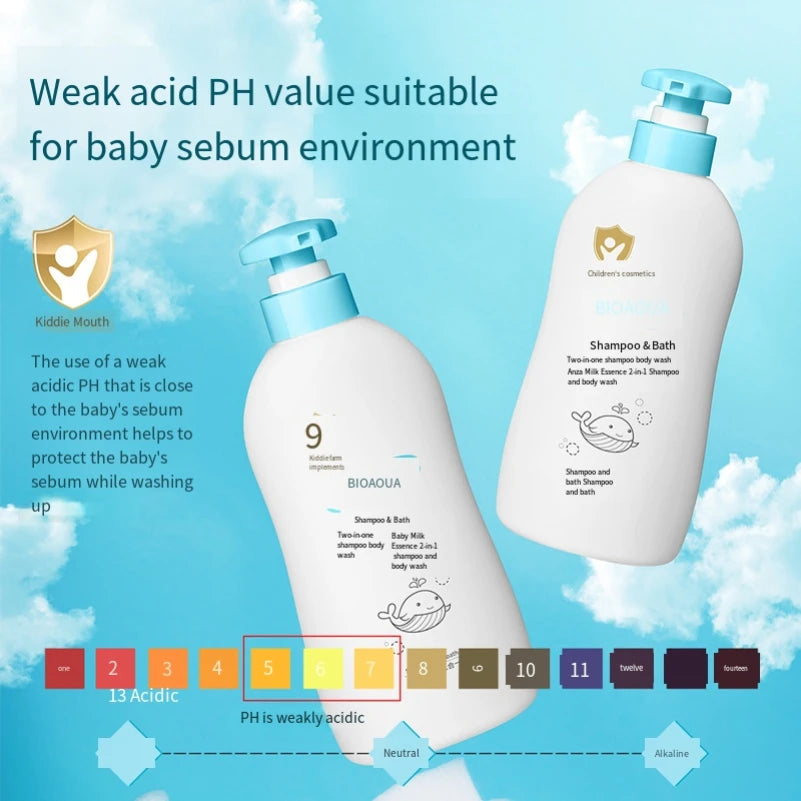 Baby Milk 2-in-1 Shampoo Children's Body Wash Gentle Skin Care Plant Extract Body Wash