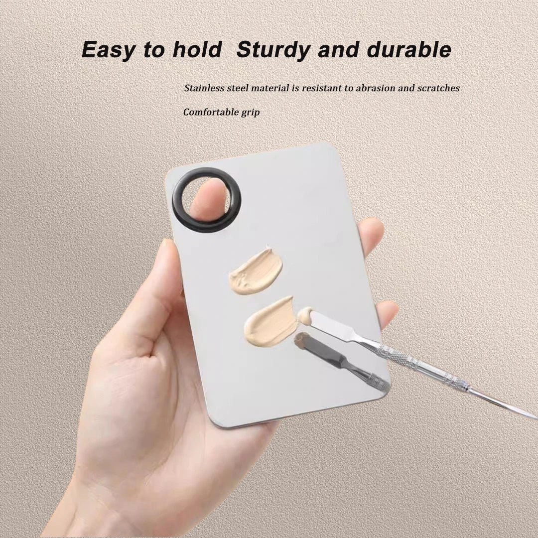 Makeup Mixing Palette Foundation Lipstick Eye Shadow Stainless Steel Mixer Palette with Spatula Mixing Stick Beauty Tools Nail-A