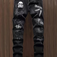 European and American new washed hole Zhangzai trendy fashion jeans