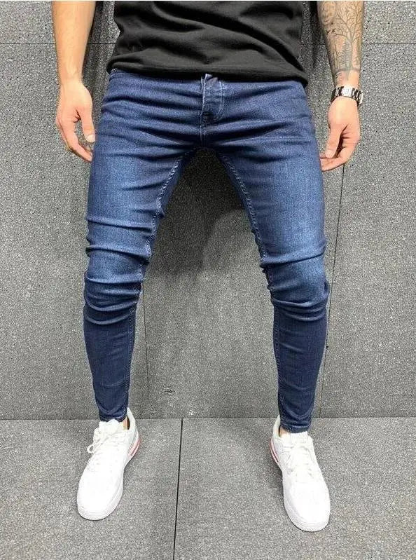 2024 Men Jeans Solid Pockets Stretch Denim Straight Pants Spring Summer Business Casual Trousers Daily Streetwear Men's Clothing