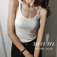 European Style Screw Thread Fitness Tank Top Women's Inner Wear Summer Outer Wear Fine Shoulder Strap Work Shirt Polyester Fiber