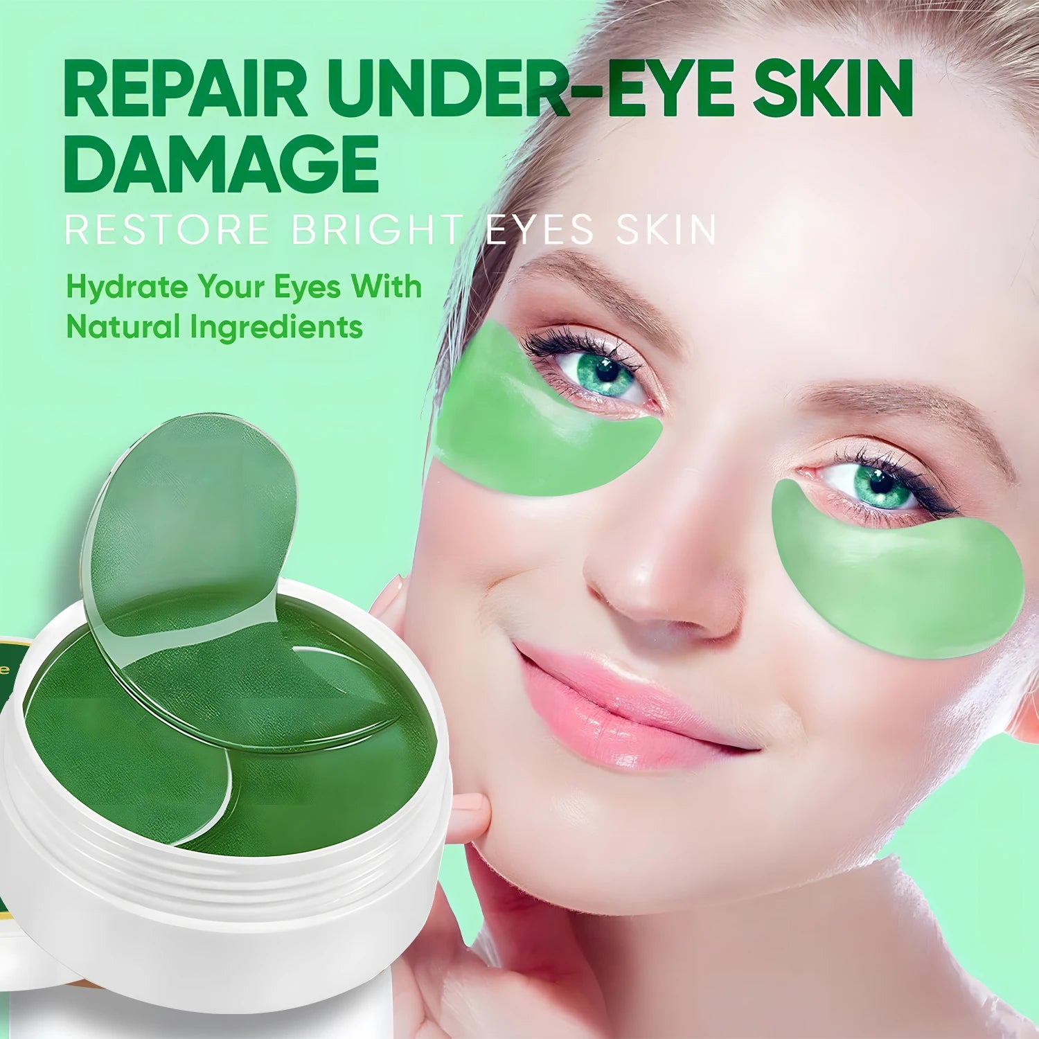 Seaweed Eye Mask; Rich in Seaweed, Collagen and Hyaluronic Acid, Smoothes Fine Lines, Fades Dark Circles, Tightens and Nourishes the Skin, Makes the Skin Smoothes and Softens the Eyes
