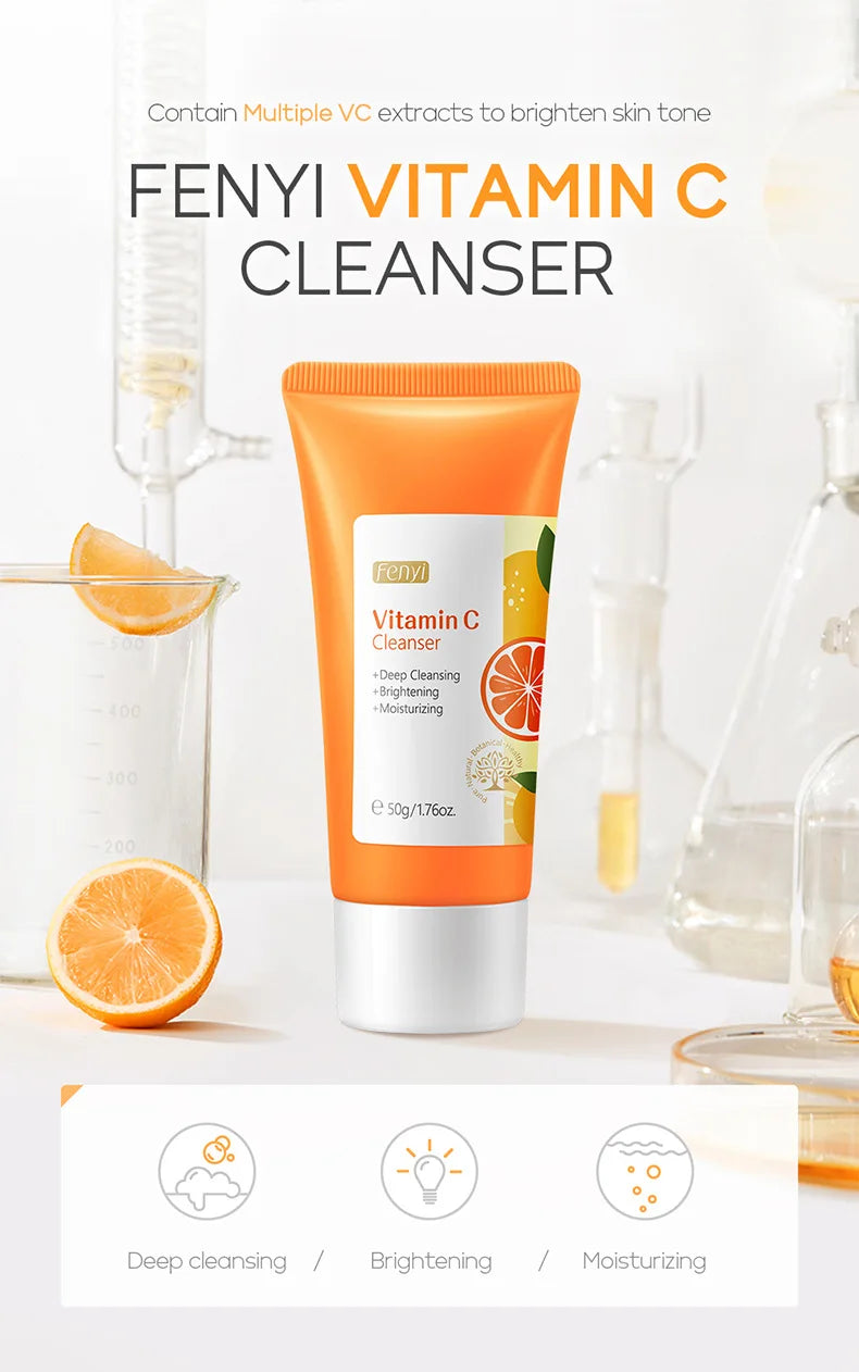 Vitamin C Facial Cleanser Skin Deep Cleansing Moisturizing Blackhead Removal Skincare Face Wash Foam Face Cleanser Skin Care