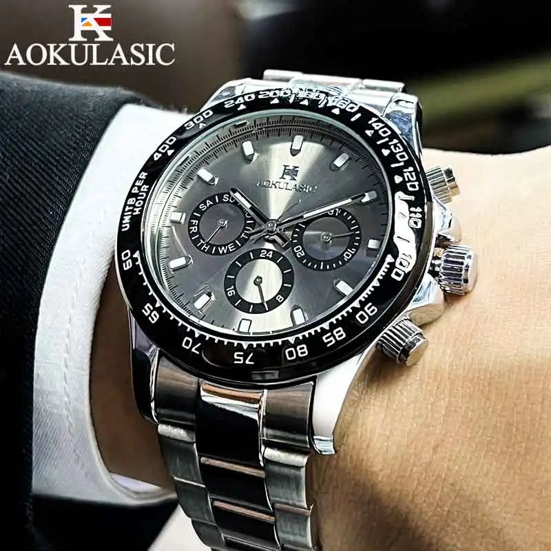 AOKULASIC Top Brand Fashion Men Wristwatch Automatic Mechanical Watches Day Display Reckon By Time Luminous Waterproof Watch