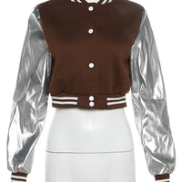 Kliou Letter Shape Patchwork Coats Women Casual Classic Panelled Long Sleeve Single Breasted Croped Jacket Female Street Outwear