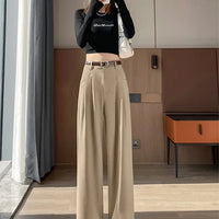 High Waist Slim Fit Straight Leg Suit Pants Wide Leg Casual Trousers Women's Autumn New Arrival Red Color Business Office Wear