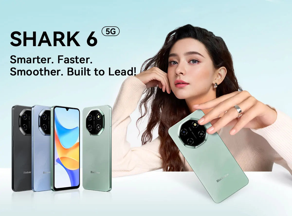 Blackview SHARK 6 AI Smartphone Android 15 Unisoc T8100 5G Mobile Phone 6.88'' Display 120Hz,  8+16GB RAM,128GB+2TB ROM, 5000mAh