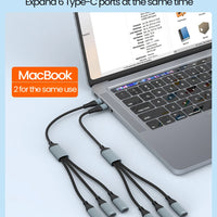 USB Type C HUB Multiple Splitter Adapter OTG Data Transfer 3/2 Port USB Power Charging Hub Cable Connector Adapter