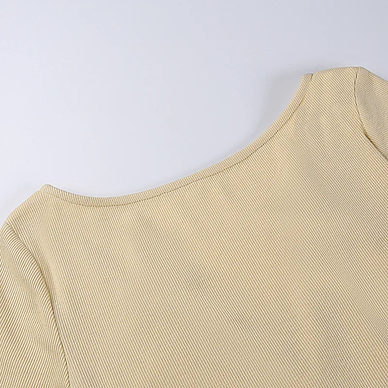 Women Sexy V Neck Solid Color Skinny Long Sleeve T Shirt Blouse Top Knitwear Elegant Casual High Street Club Party Harajuku High