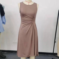 Summer New Women's Dress Fashion Sexy Slim Sleeveless A-line Dress Elegant Simple Office Red Korean Midi Dress For Female Party