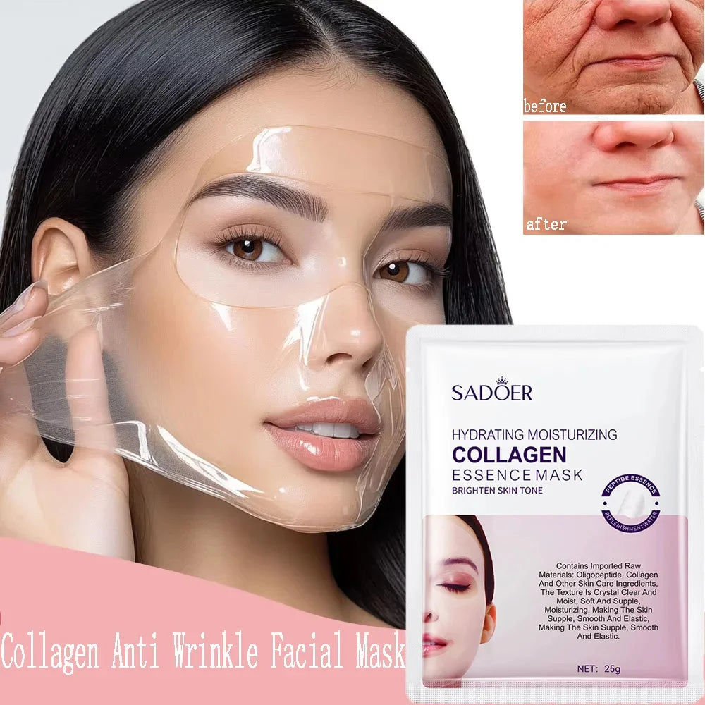 Collagen Anti Wrinkle Facial Mask Anti Aging Fade Fine Lines Firm Skin Moisturizing Brightening Smooth SkinCare Korean Cosmetics