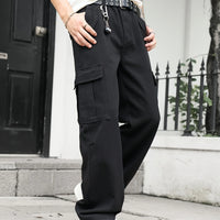 Men's multi pocket denim work pants straight leg denim pants