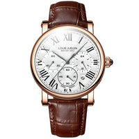 Fashion Mens Watches Top Brand Luxury Genuine Leather Strap Quartz Men's Watch Business Casual Date Chronograph Watch Men