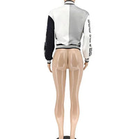 Winter Fall Jacket For Women Coat Trend O Neck Buttons Cropped Top Jacket Patchwork Baggy Blue Female Outerwear varsity jacket