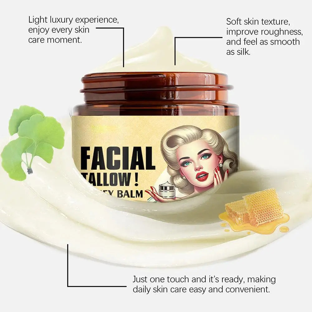 1Pcs Whipped Beef Tallow Honey Balm Moisturizer Face Body Skin Care Grass Fed Grass Finished Skincare