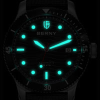 BERNY Top Automatic Diver Watch for Men PT5000 Movement 20ATM Waterproof Luminous Sapphire Lens Sport Swimming Diving Watch Men