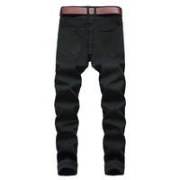 2025 Hole Denim Pants Men's Tide Brand Ruined Hole Jeans Solid Slim All-match High Street Hip Hop Trousers Red White Large Size