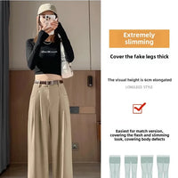 High Waist Slim Fit Straight Leg Suit Pants Wide Leg Casual Trousers Women's Autumn New Arrival Red Color Business Office Wear