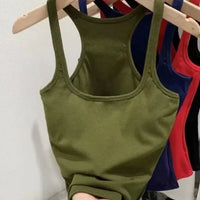 European Style Screw Thread Fitness Tank Top Women's Inner Wear Summer Outer Wear Fine Shoulder Strap Work Shirt Polyester Fiber