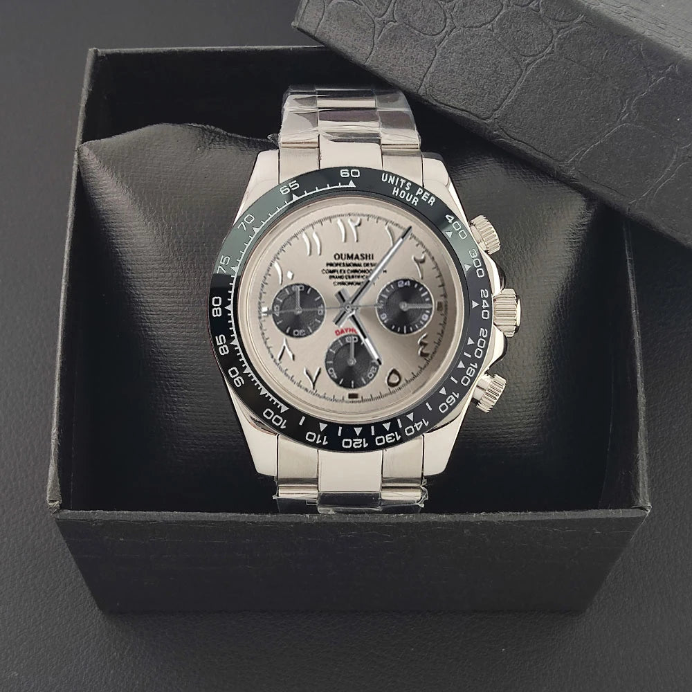 39.3mm VK63 Men's watch Arabian Dial customized Men's watch Luxury Quartz watch man VK63 Sport Chronograph Sapphire Glass watch