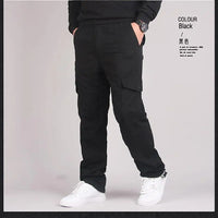 Autumn Winter Mens Cargo Pants Fleece Warm Trousers Cotton Pants Insulated Hiking Running Pants Man Multiple Pockets